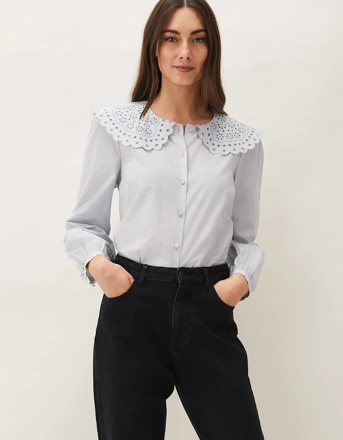 Amelia Oversized Embroidered Collar Blouse