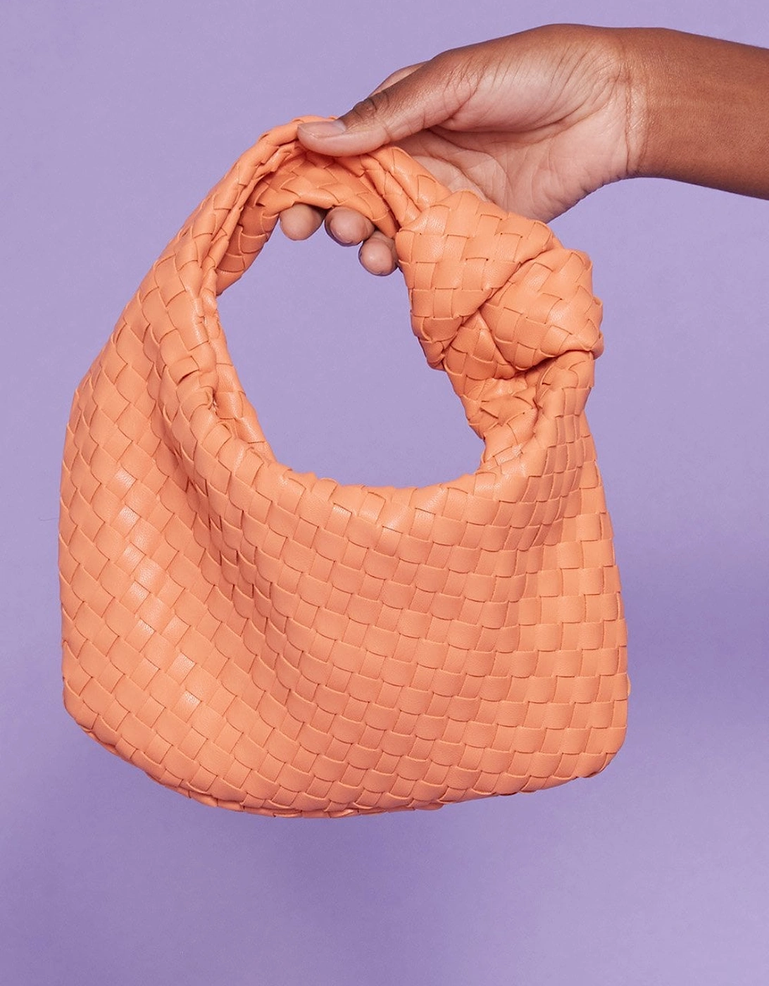 Orange Jodie Small Woven Shoulder Bag with Knot Detail, 2 of 1