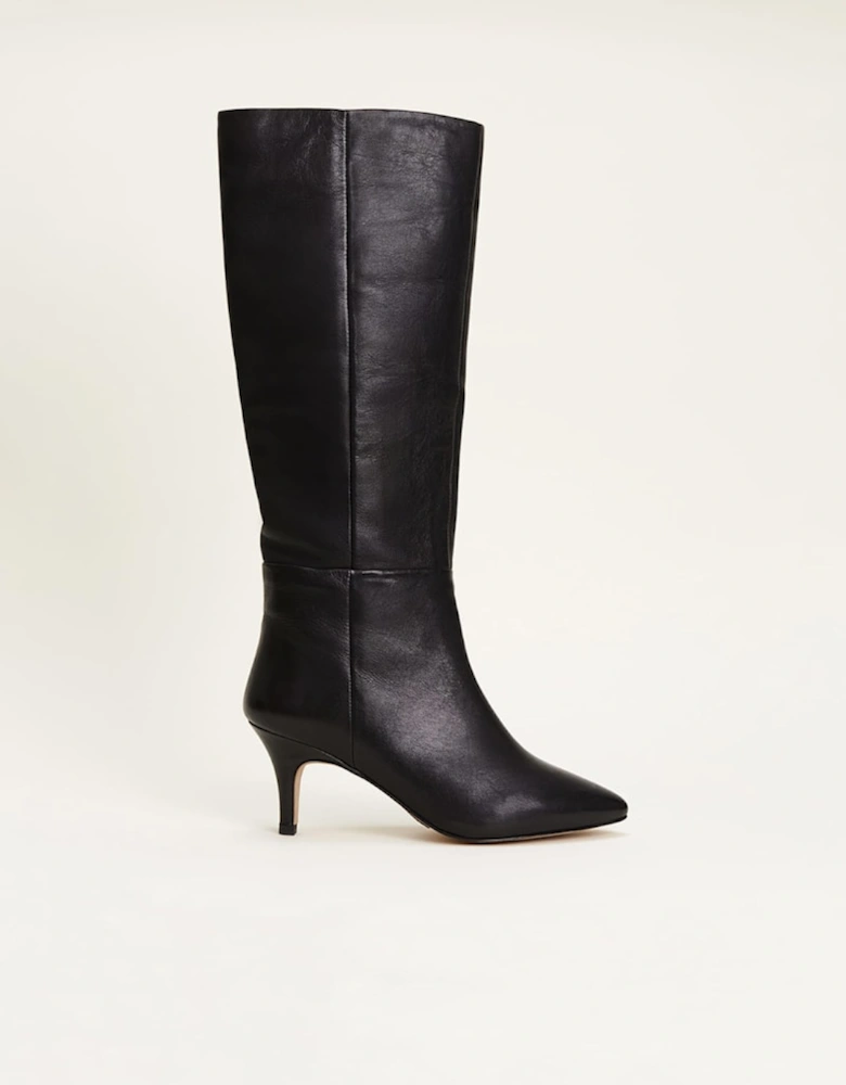 Leather Panelled Knee High Boot