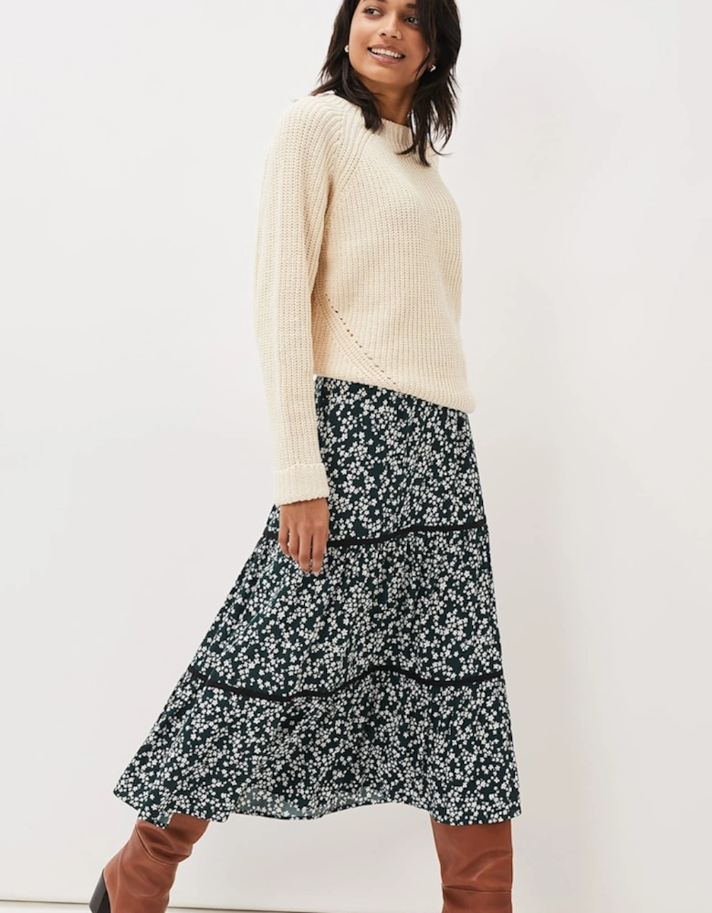 Lennox Ditsy Print Tiered Maxi Skirt