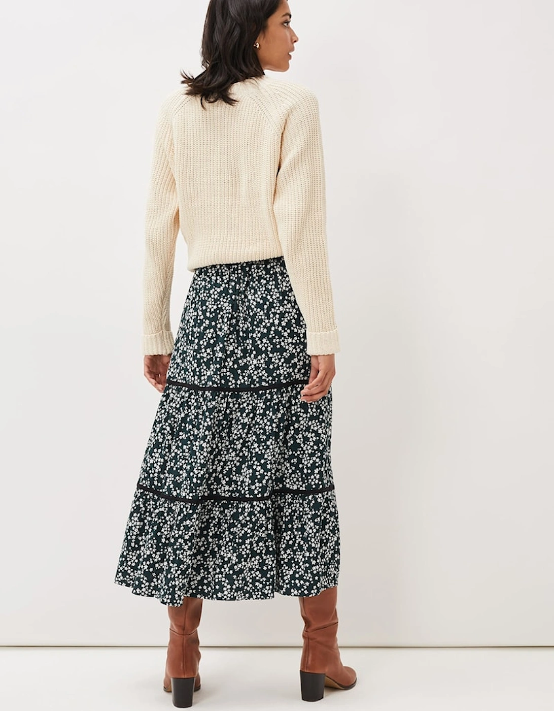 Lennox Ditsy Print Tiered Maxi Skirt