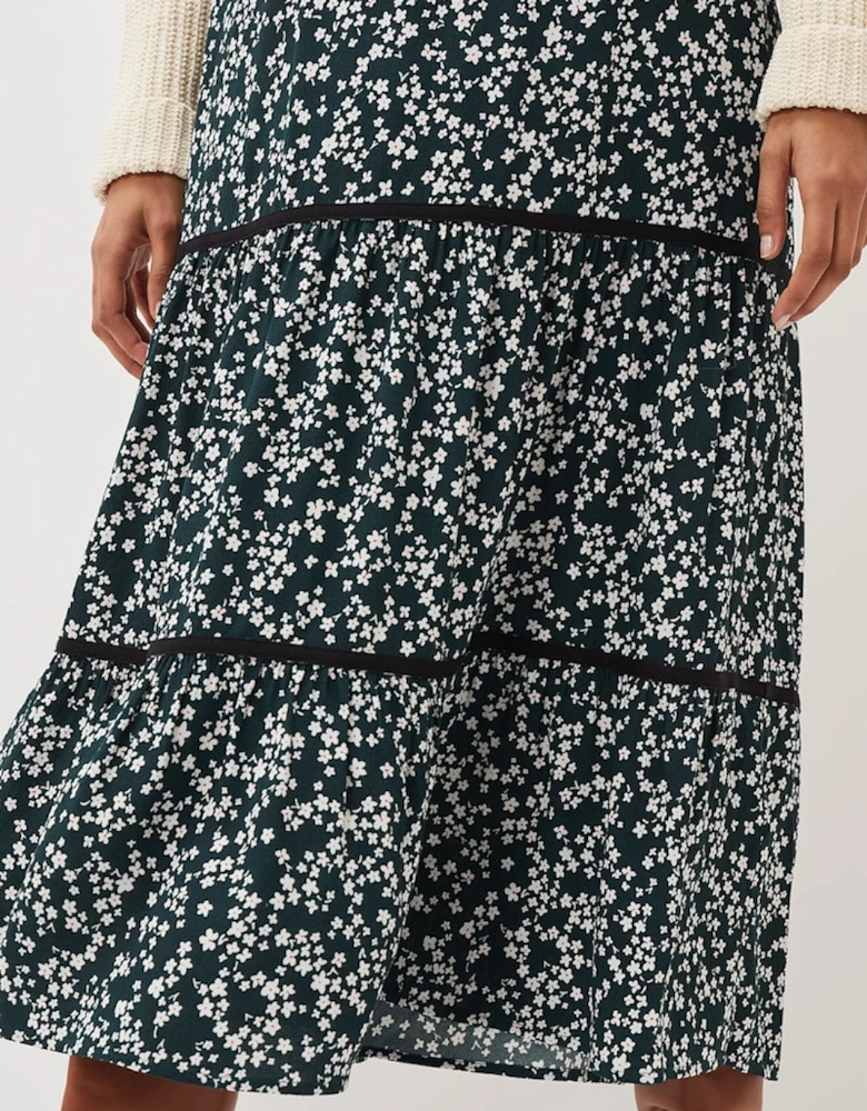 Lennox Ditsy Print Tiered Maxi Skirt