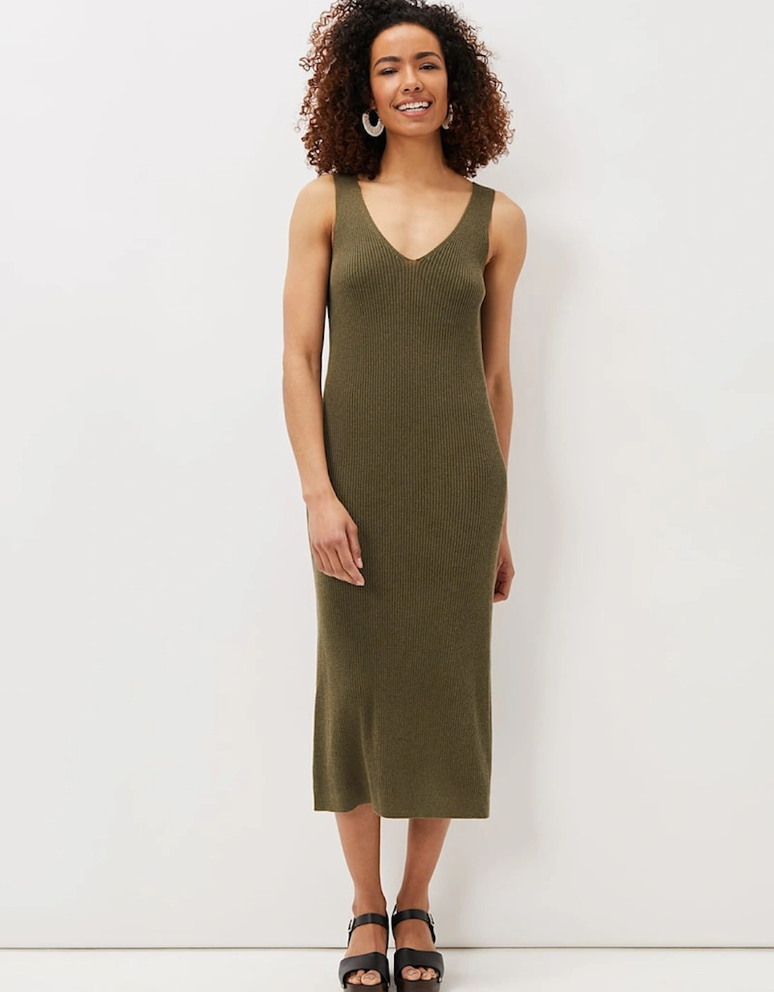 Lindan Ribbed Knit Midi Dress