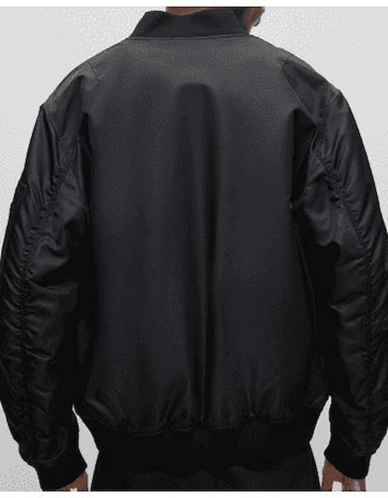 Full Zip Print Logo Black Bomber Jacket