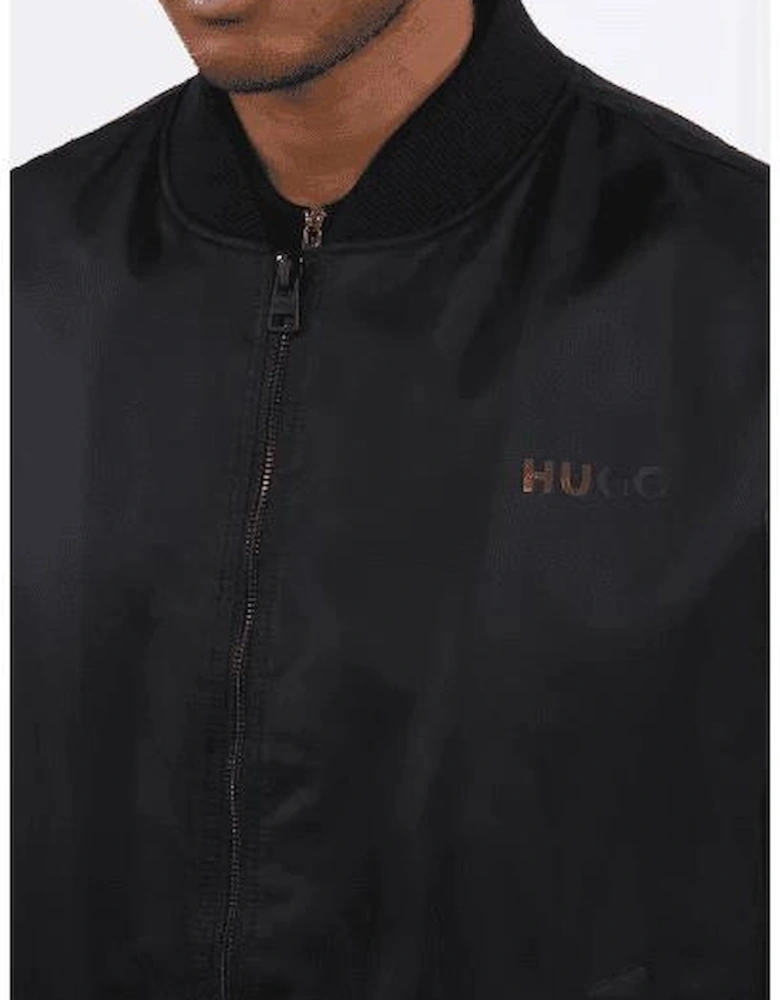 Full Zip Print Logo Black Bomber Jacket