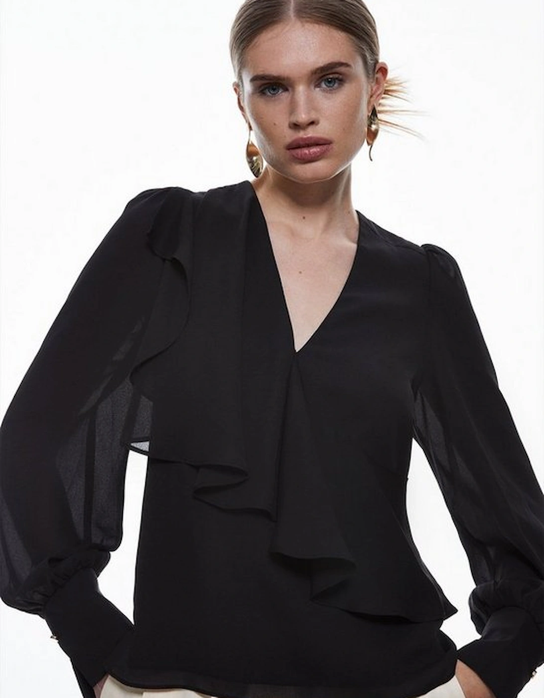 Georgette Ruffle Detail Woven Blouse, 5 of 4