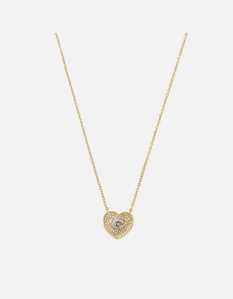 C Heart Crystal and Gold-Tone Necklace
