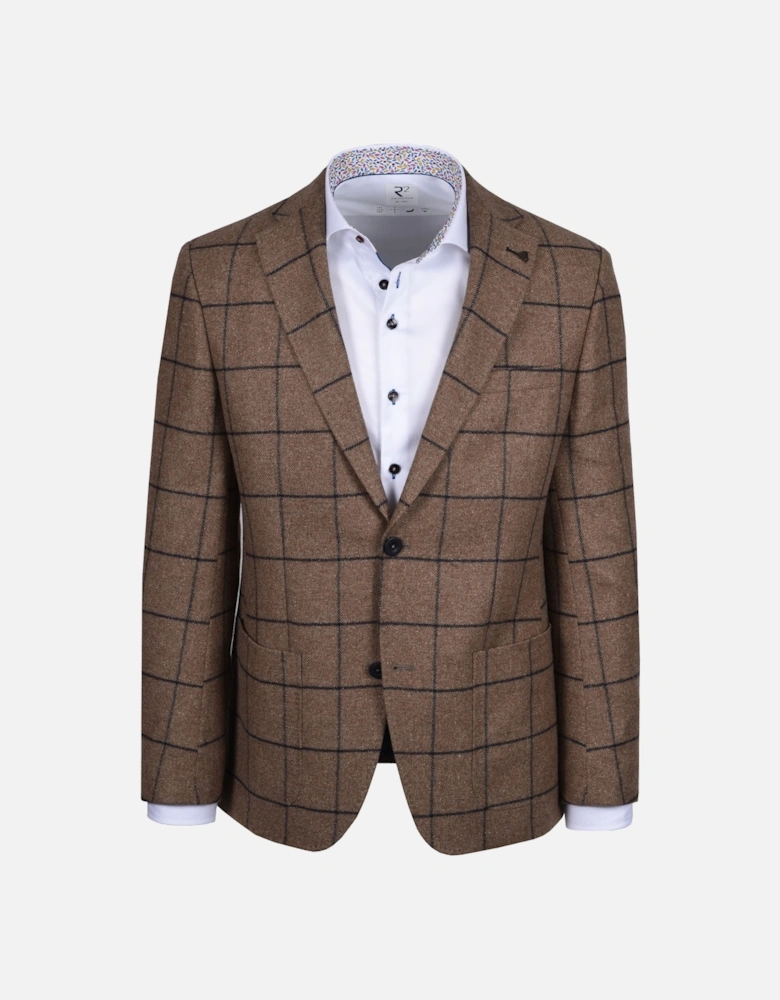 Window Pane Jacket Sand Check