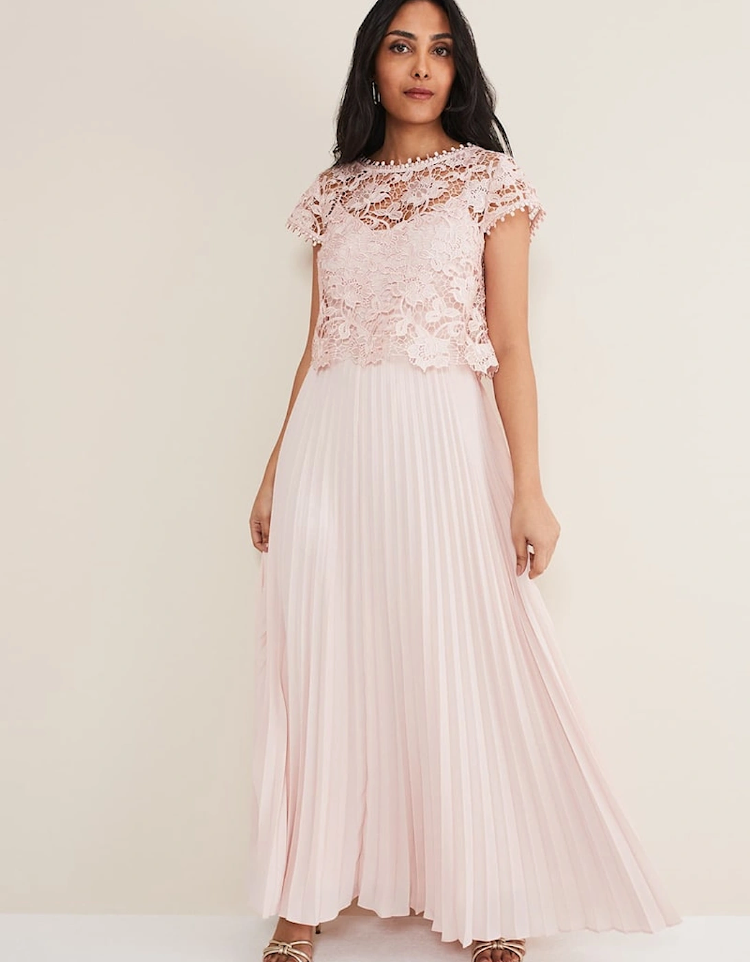 Petite Michelle Lace Pleated Maxi Dress, 2 of 1