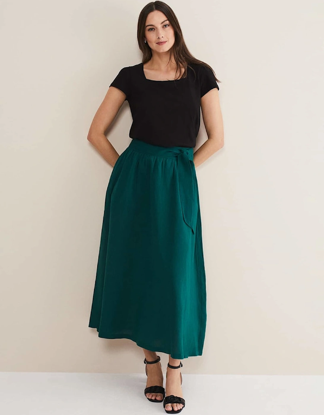 Amorette Linen Belted Maxi Skirt, 7 of 6