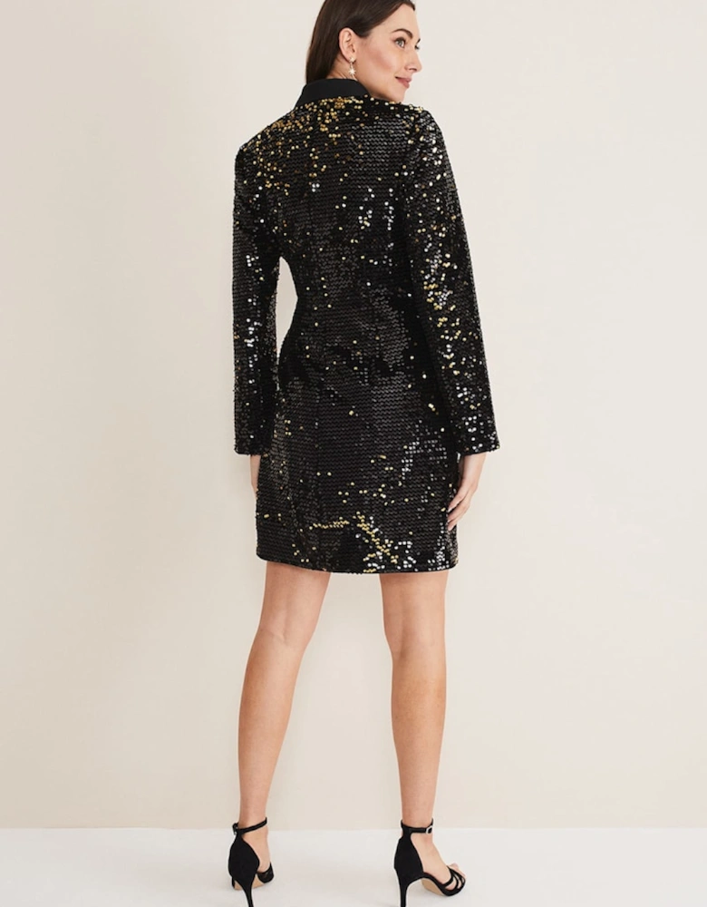 Brea Wrap Tuxe Sequin Dress