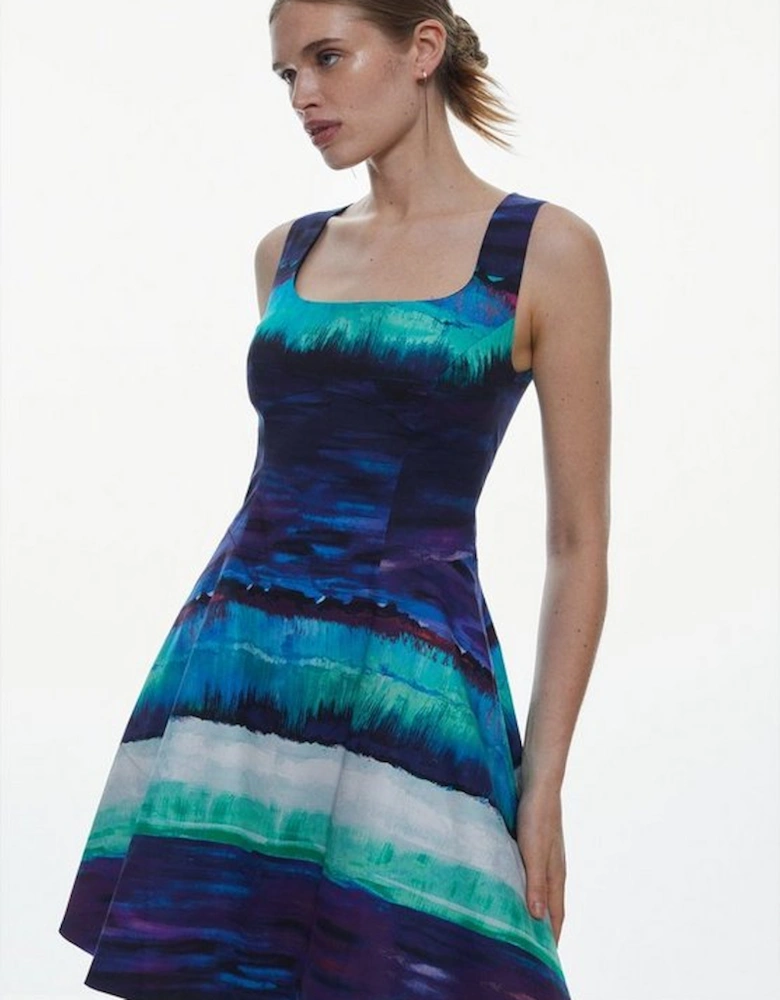Painterly Stripe Full Skirted Mini Dress