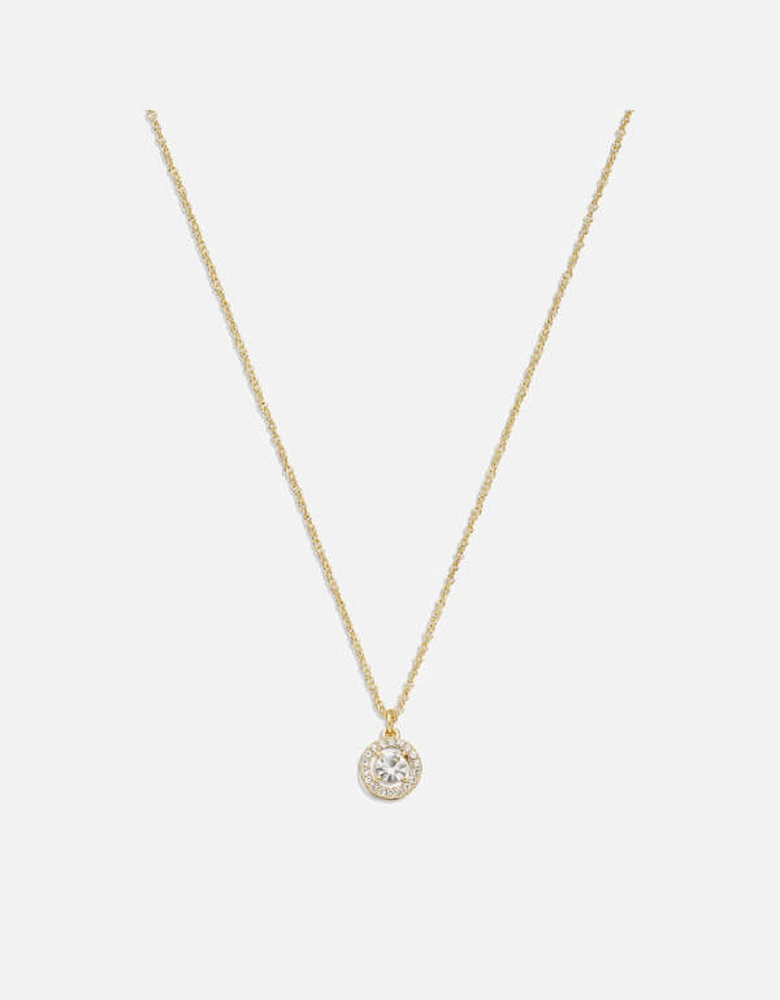Pave Halo Pendant Gold-Plated Necklace