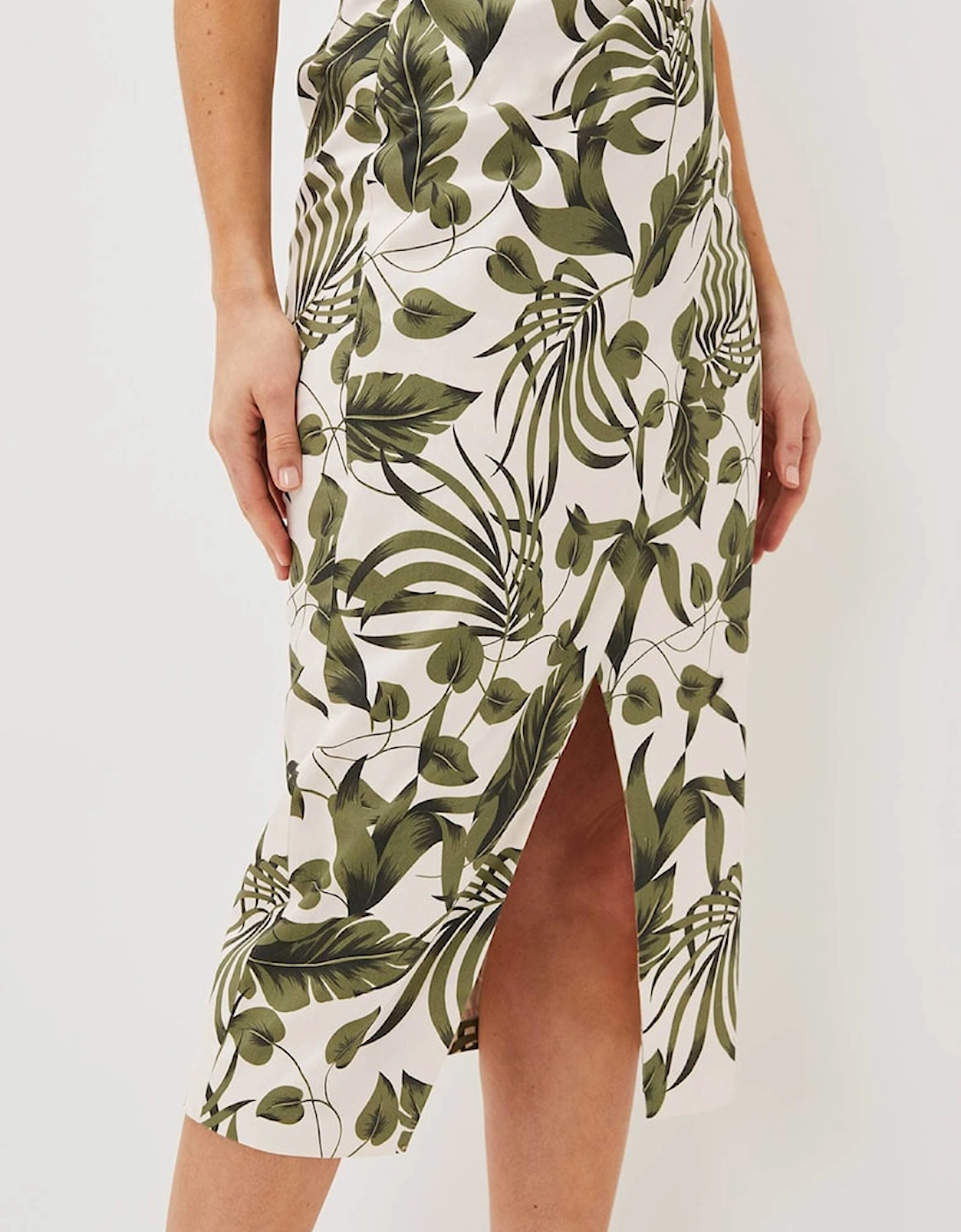 Yolanta Cotton Palm Print Midi Dress