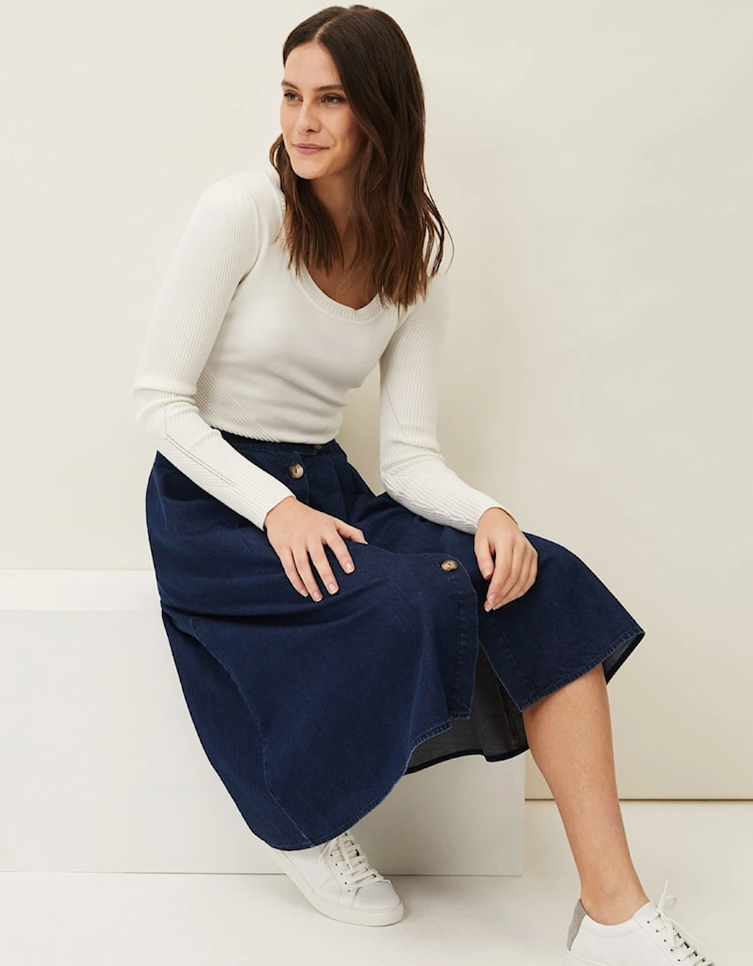 Lusia A - Line Denim Skirt