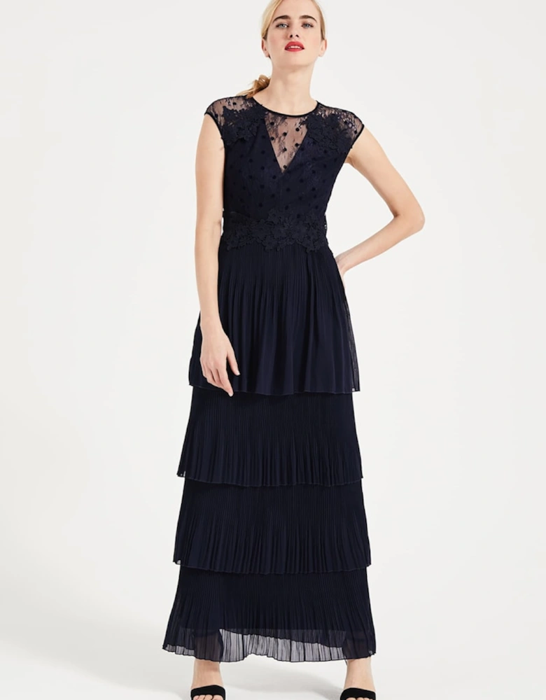 Oiriana Pleated Lace Maxi Dress