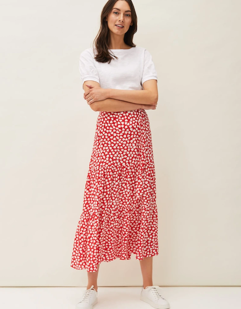 Tana Leaf Print Maxi Skirt