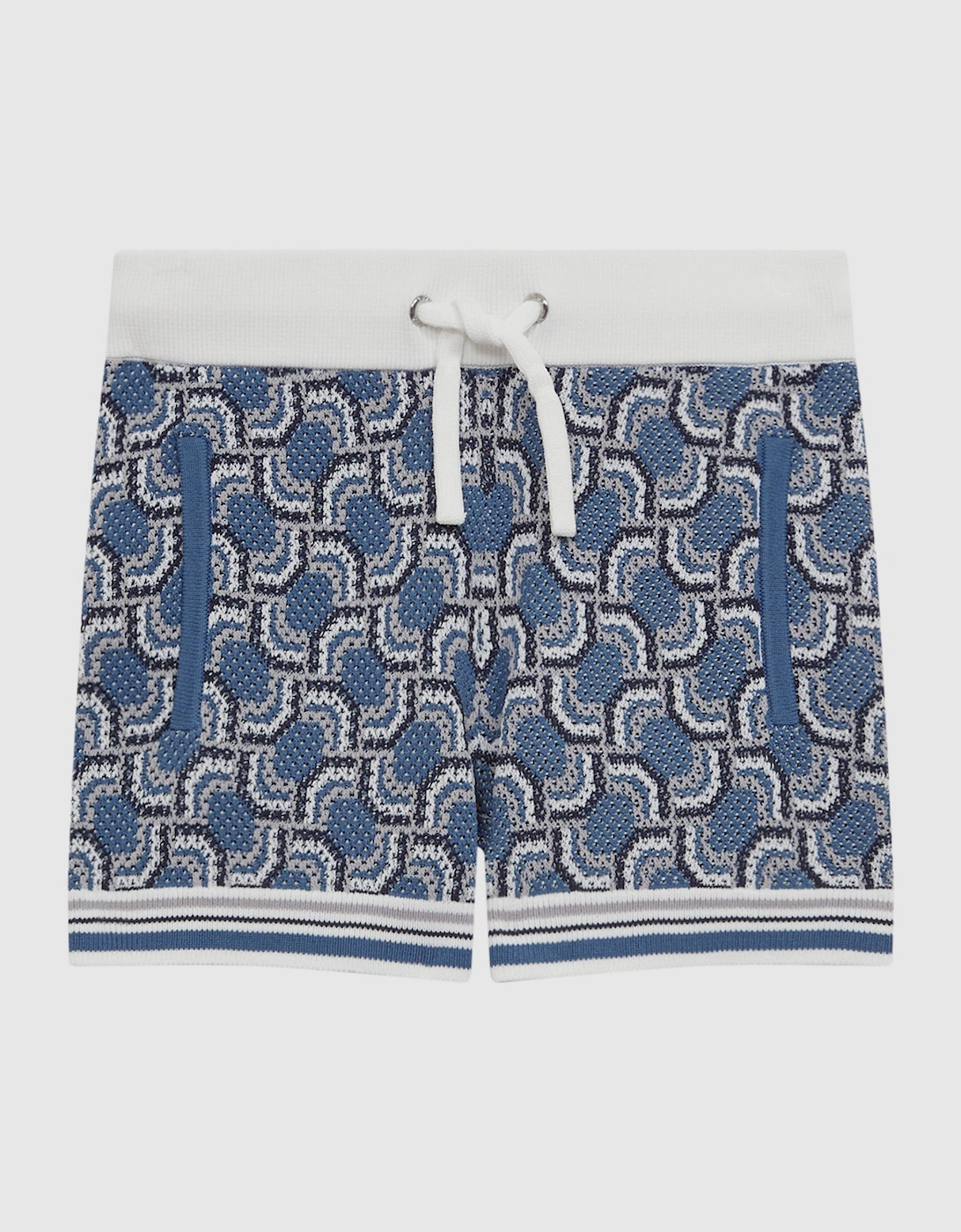 Knitted Patterned Drawstring Shorts, 2 of 1