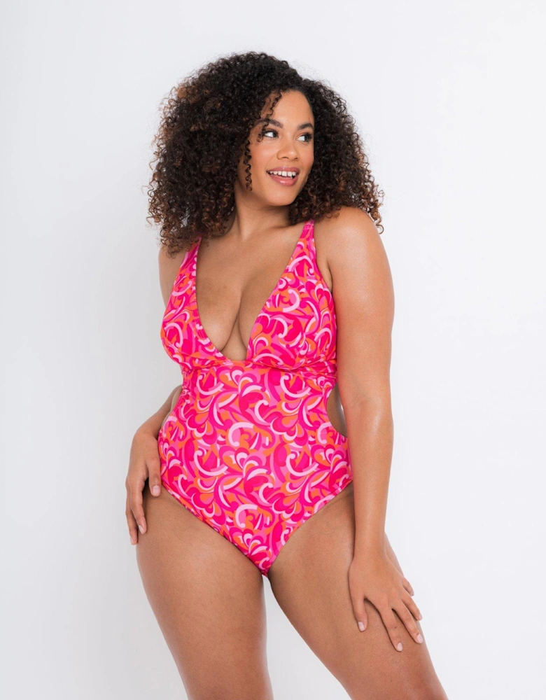 Retro Wave Non Wired Swimsuit Print Mix
