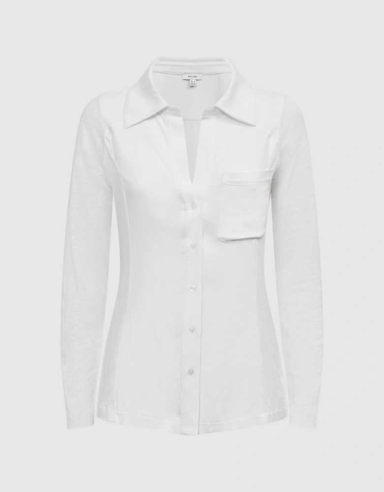 Linen Sheer Button Through Shirt