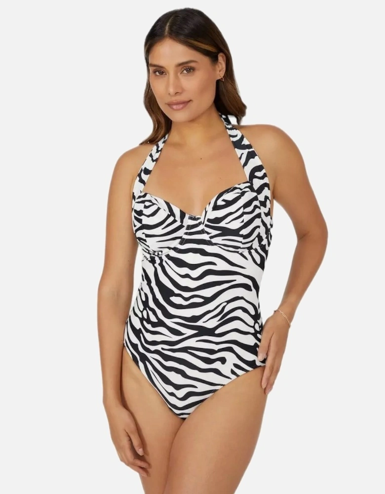 Womens/Ladies Zebra Print One Piece Swimsuit