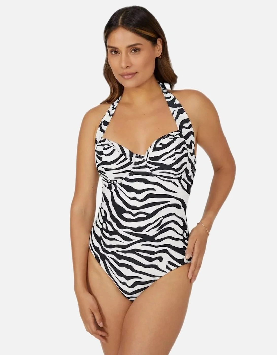 Womens/Ladies Zebra Print One Piece Swimsuit, 5 of 4