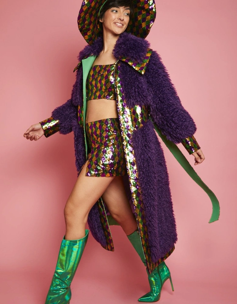 Purple Knitted Bamboo Eco Mongolian Coat