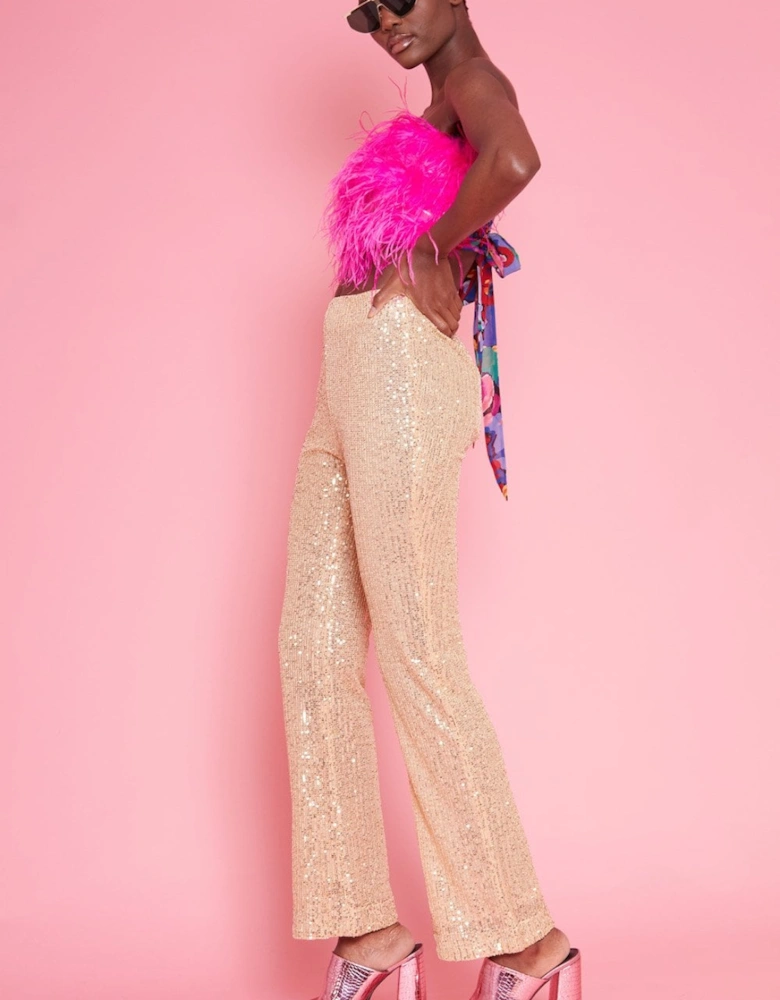 Gold Lightweight Sequin Trousers