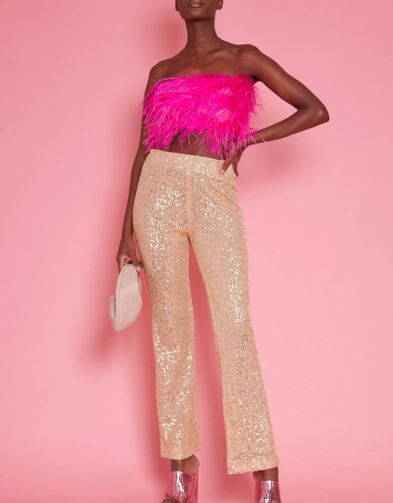 Gold Lightweight Sequin Trousers