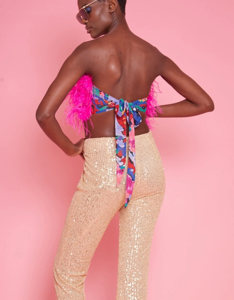 Gold Lightweight Sequin Trousers