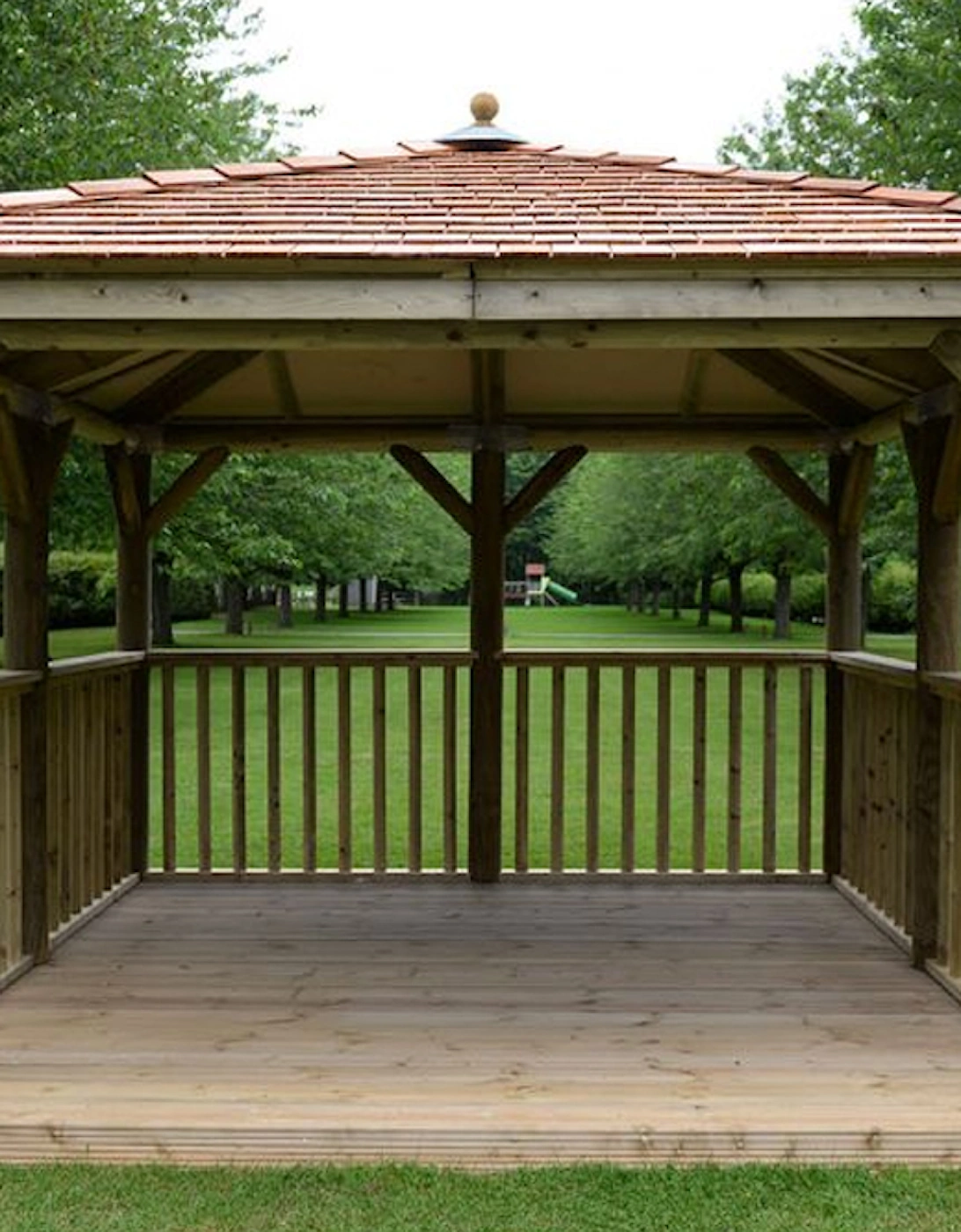 Garden 3.5m Square Wooden Gazebo with Cedar Roof -Excluding Base, 9 of 8