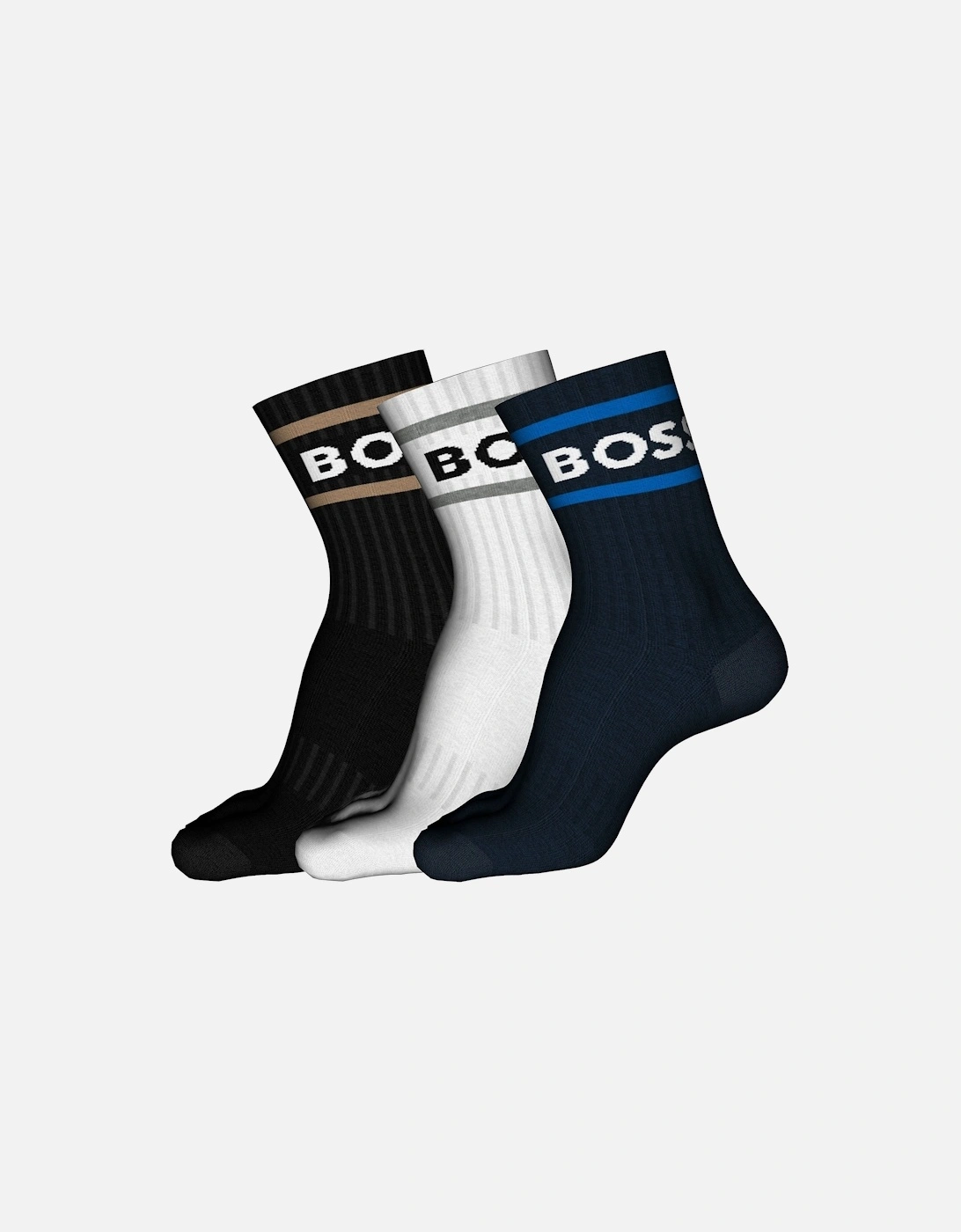 Boss 3 Pack Rib Stripe Cc Socks Blue/grey/beige, 3 of 2