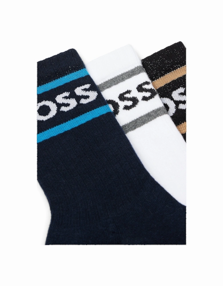 Boss 3 Pack Rib Stripe Cc Socks Blue/grey/beige