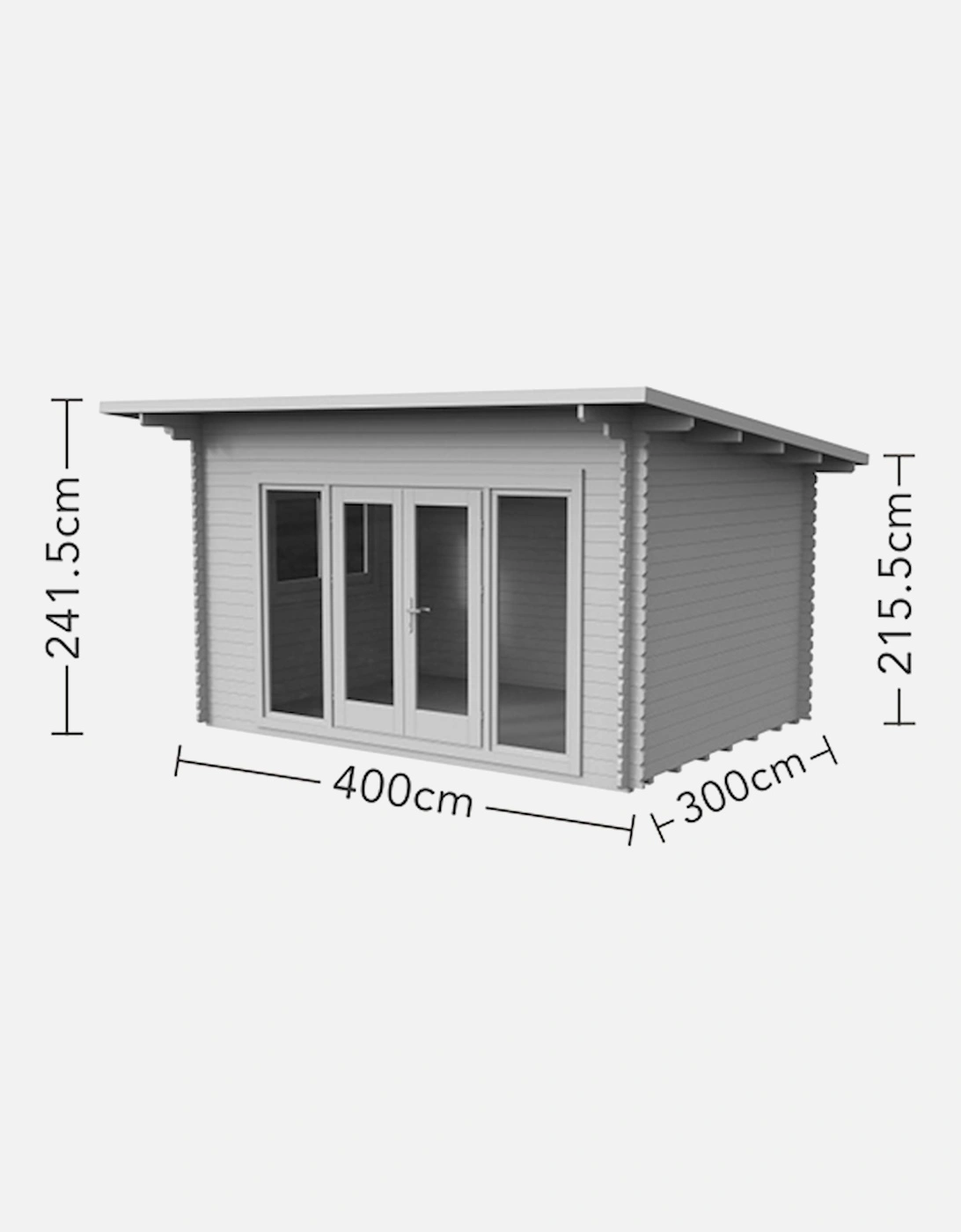 Garden Melbury 4.0m x 3.0m Log Cabin - Pent Roof Double Glazed 34kg Polyester Felt Plus Underlay