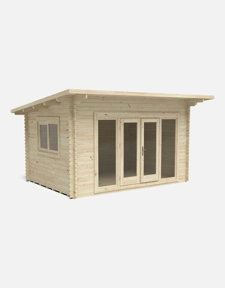Garden Melbury 4.0m x 3.0m Log Cabin - Pent Roof Double Glazed 24kg Polyester Felt Plus Underlay