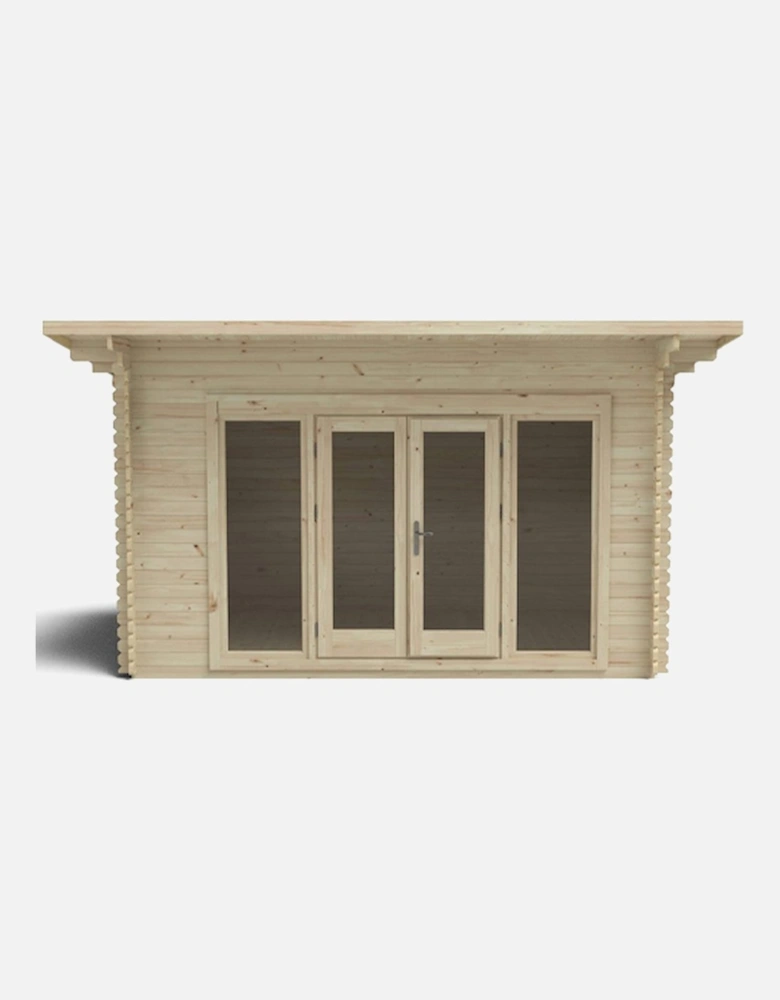 Garden Melbury 4.0m x 3.0m Log Cabin - Pent Roof Double Glazed 24kg Polyester Felt Plus Underlay