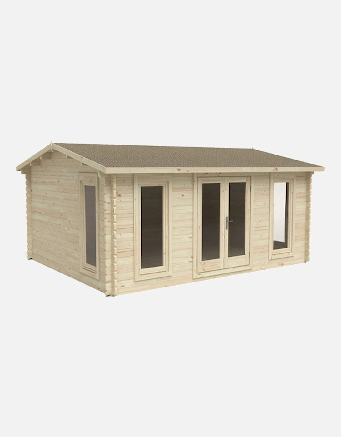 Garden Rushock 5.0m x 4.0m Log Cabin - Apex Roof Double Glazed 24kg Polyester Felt Plus Underlay