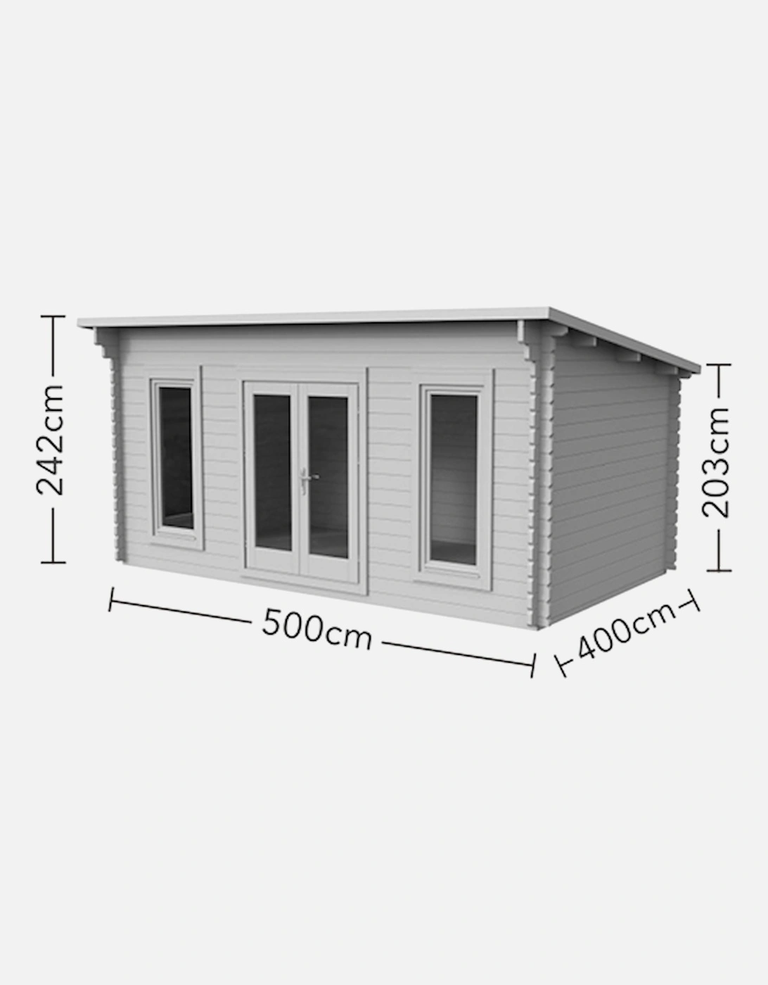 Garden Mendip 5.0m x 4.0m Log Cabin - Pent Roof Double Glazed 24kg Polyester Felt Plus Underlay