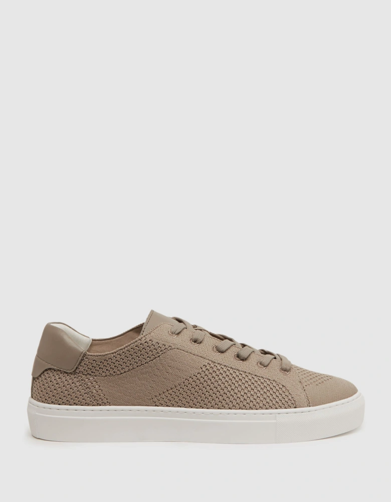 Knit Leather Low Top Trainers