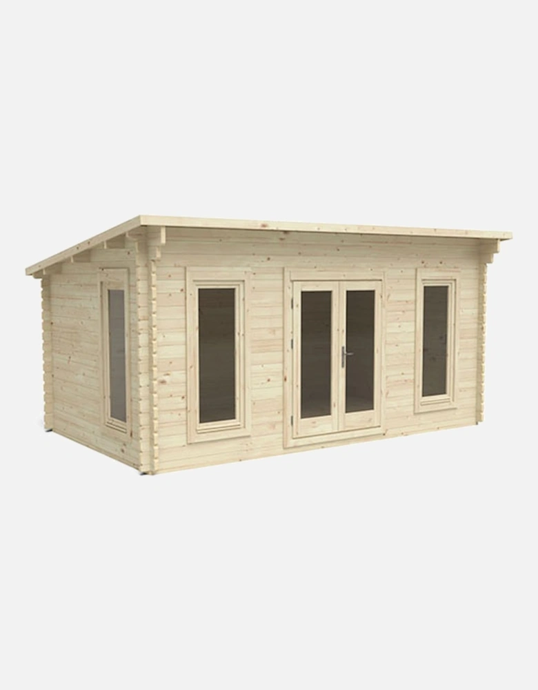 Garden Elmley 5.0 m x 3.0m Log Cabin - Pent Roof Double Glazed 24kg Polyester Felt Plus Underlay