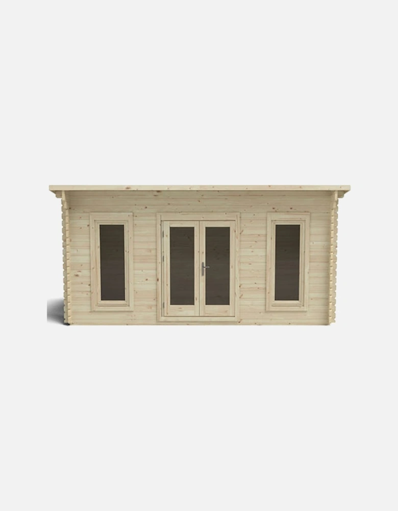 Garden Elmley 5.0m x 3.0m Log Cabin - Pent Roof Double Glazed 24kg Polyester Felt No Underlay