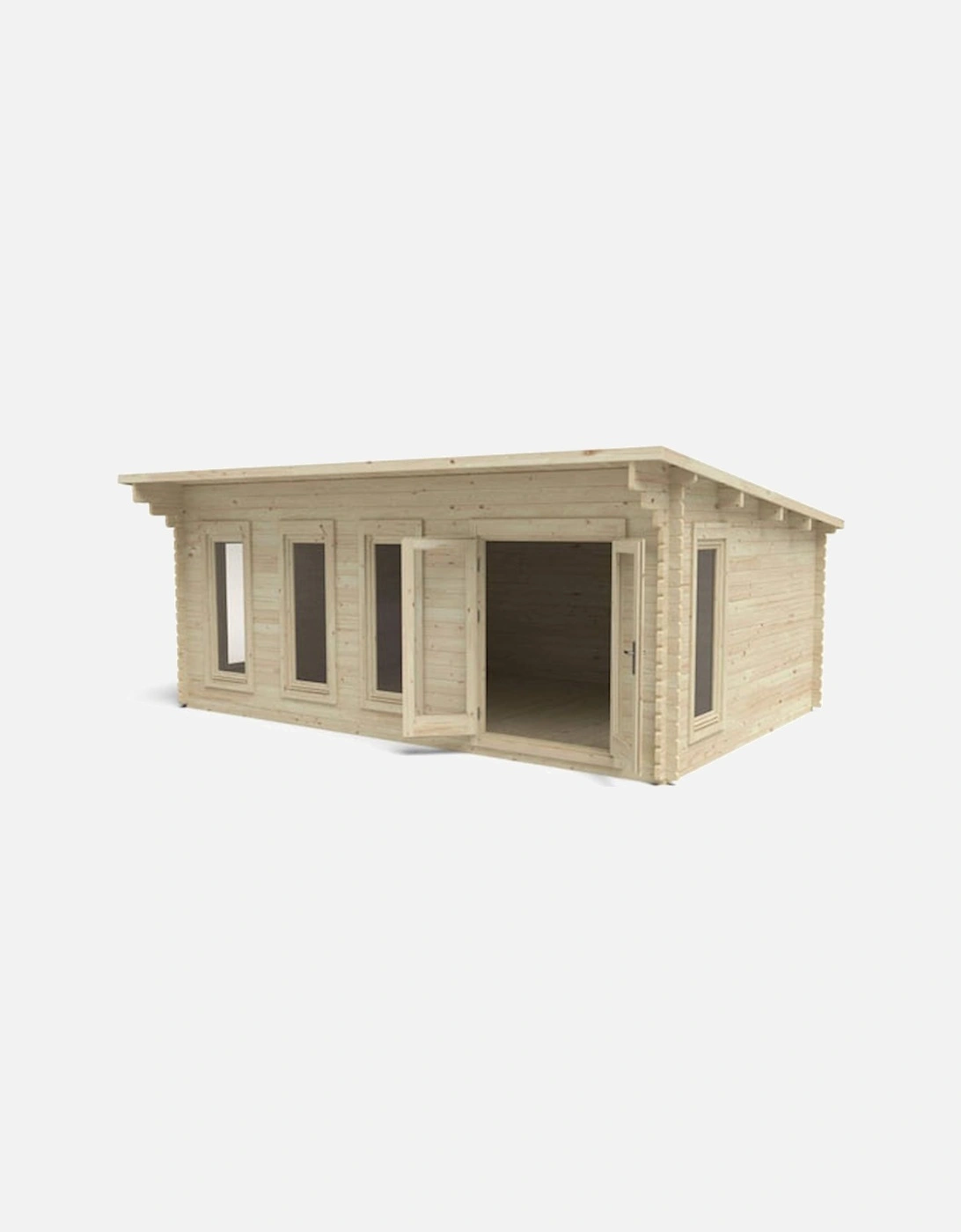 Garden Wolverley 6.0m x 4.0m Log Cabin - Pent Roof  Double Glazed 24kg Polyester Felt Plus Underlay