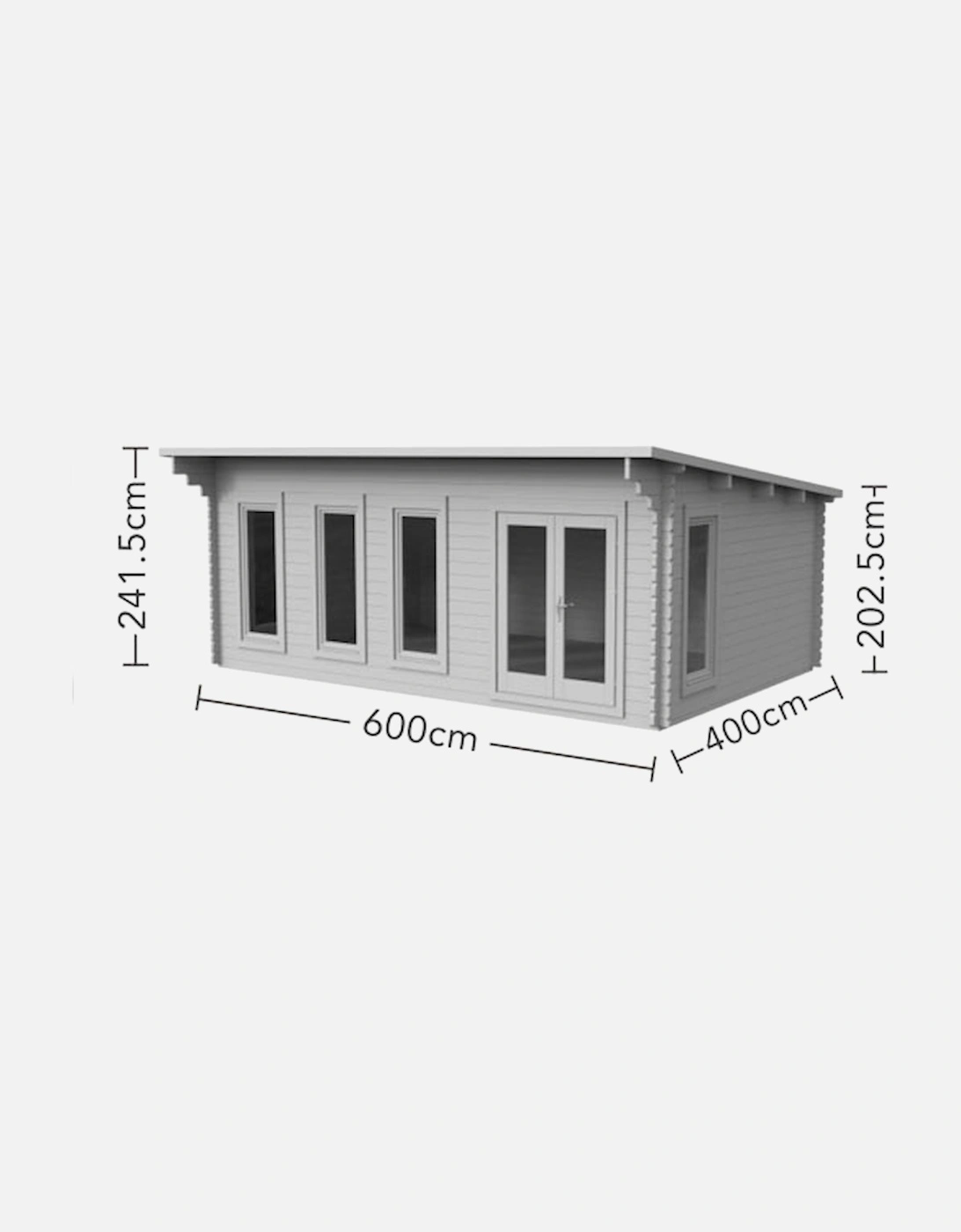 Garden Wolverley 6.0m x 4.0m Log Cabin - Pent Roof Double Glazed 24kg Polyester Felt No Underlay