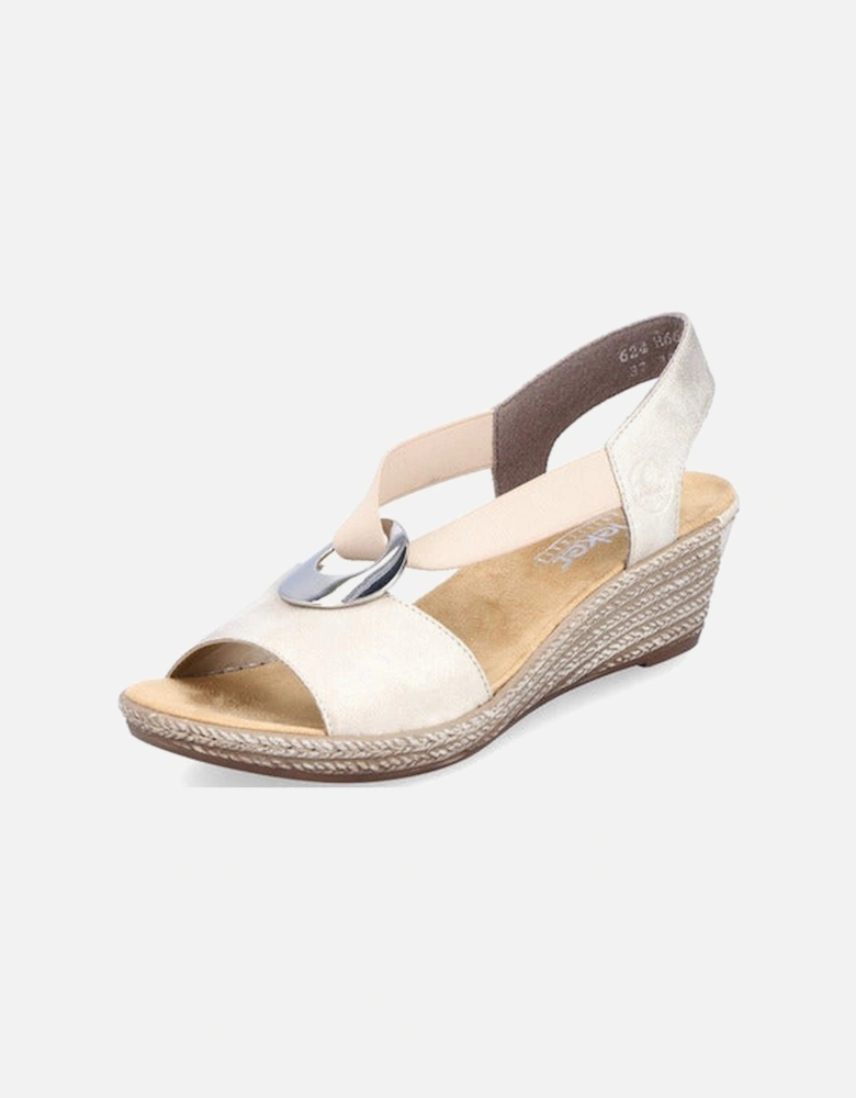 ladies wedge sandal 624H6-60 in Beige