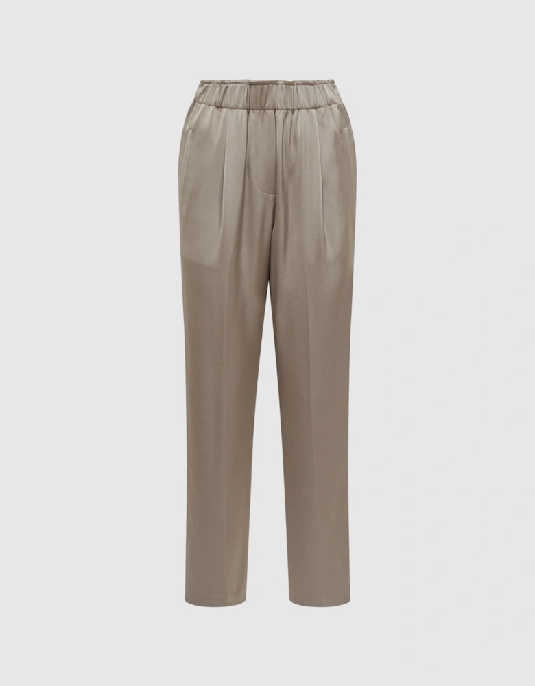 Satin Elasticated Tapered Trousers