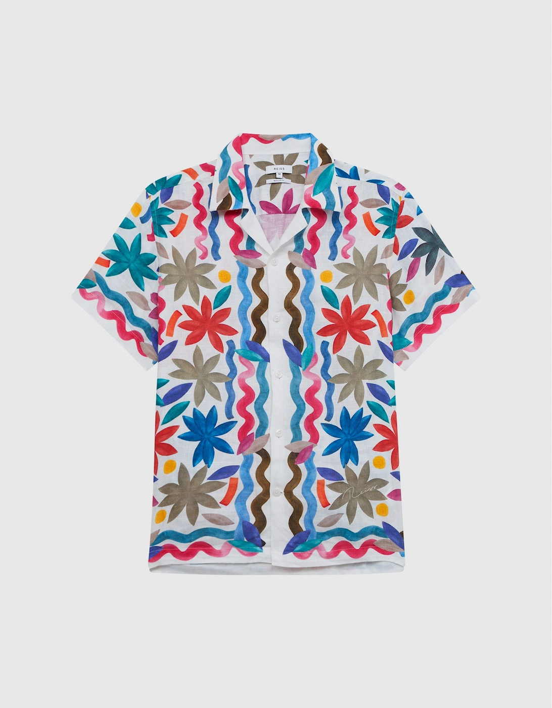 Linen Floral Cuban Collar Shirt