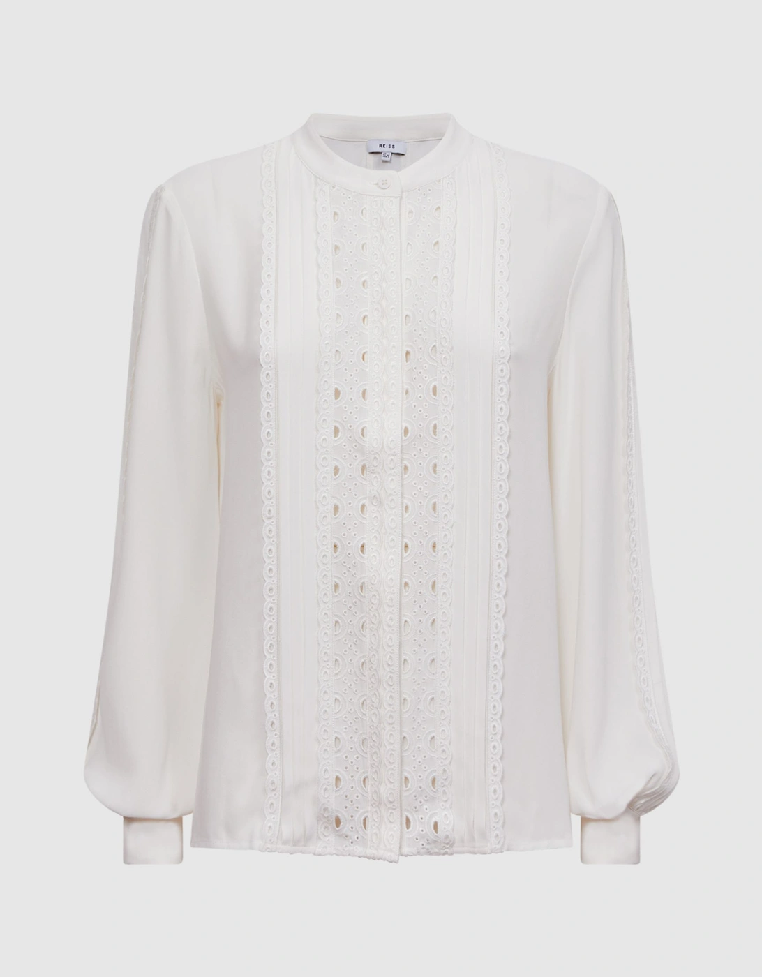 Collarless Long Sleeve Lace Blouse, 2 of 1