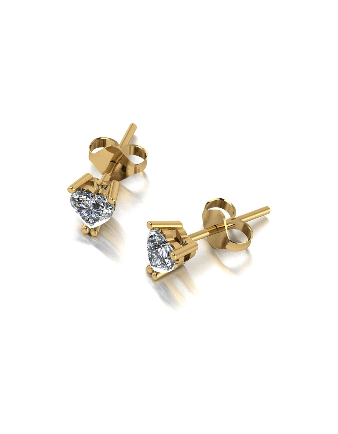 9ct Gold 0.70ct Heart Solitaire Earrings, 3 of 2