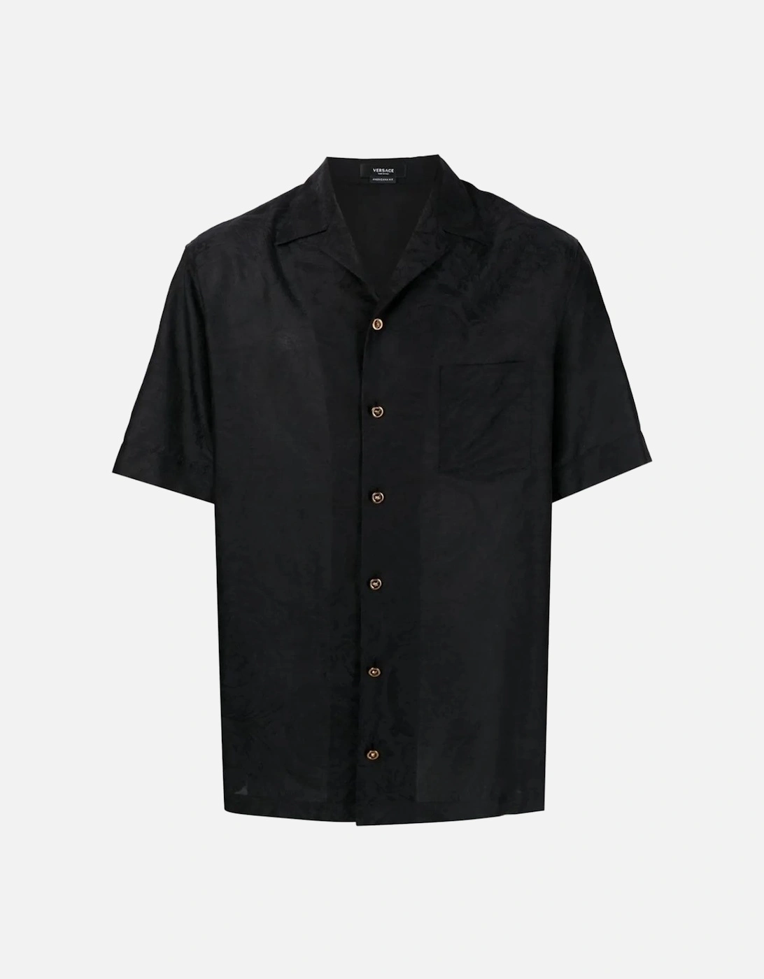 Silk Cotton Jacquard Shirt Black, 6 of 5