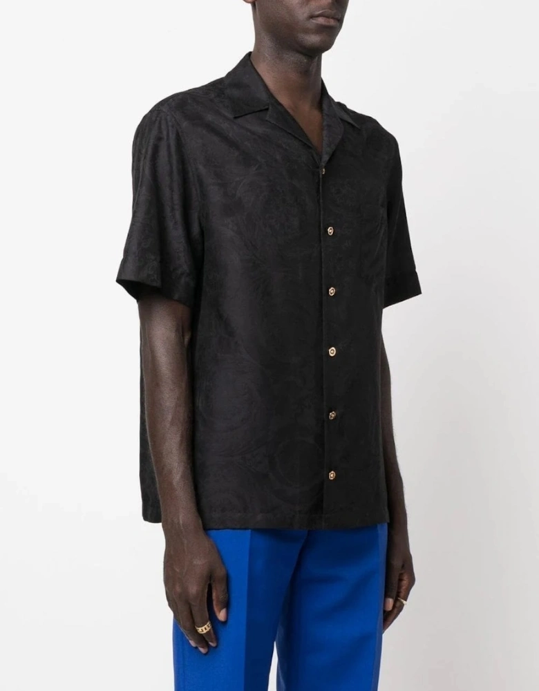 Silk Cotton Jacquard Shirt Black